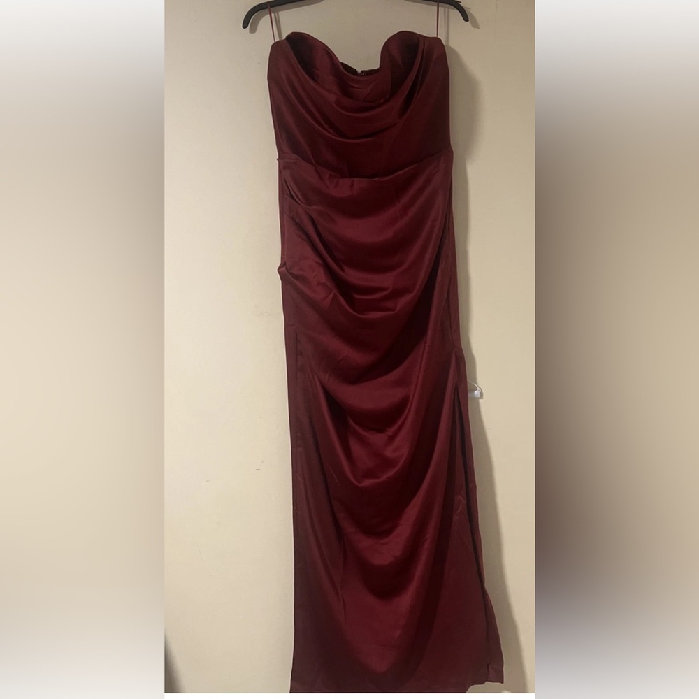 Fashion Nova Strapless Wine Dress